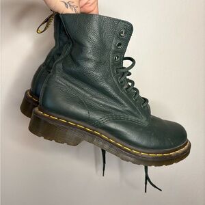Dr. Martens Green Leather Boots